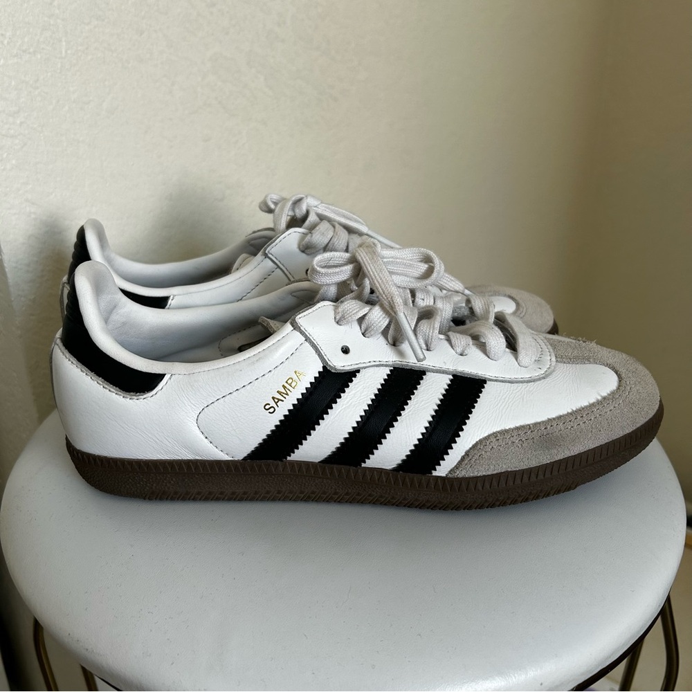 Adidas Samba White and Black Trainers
